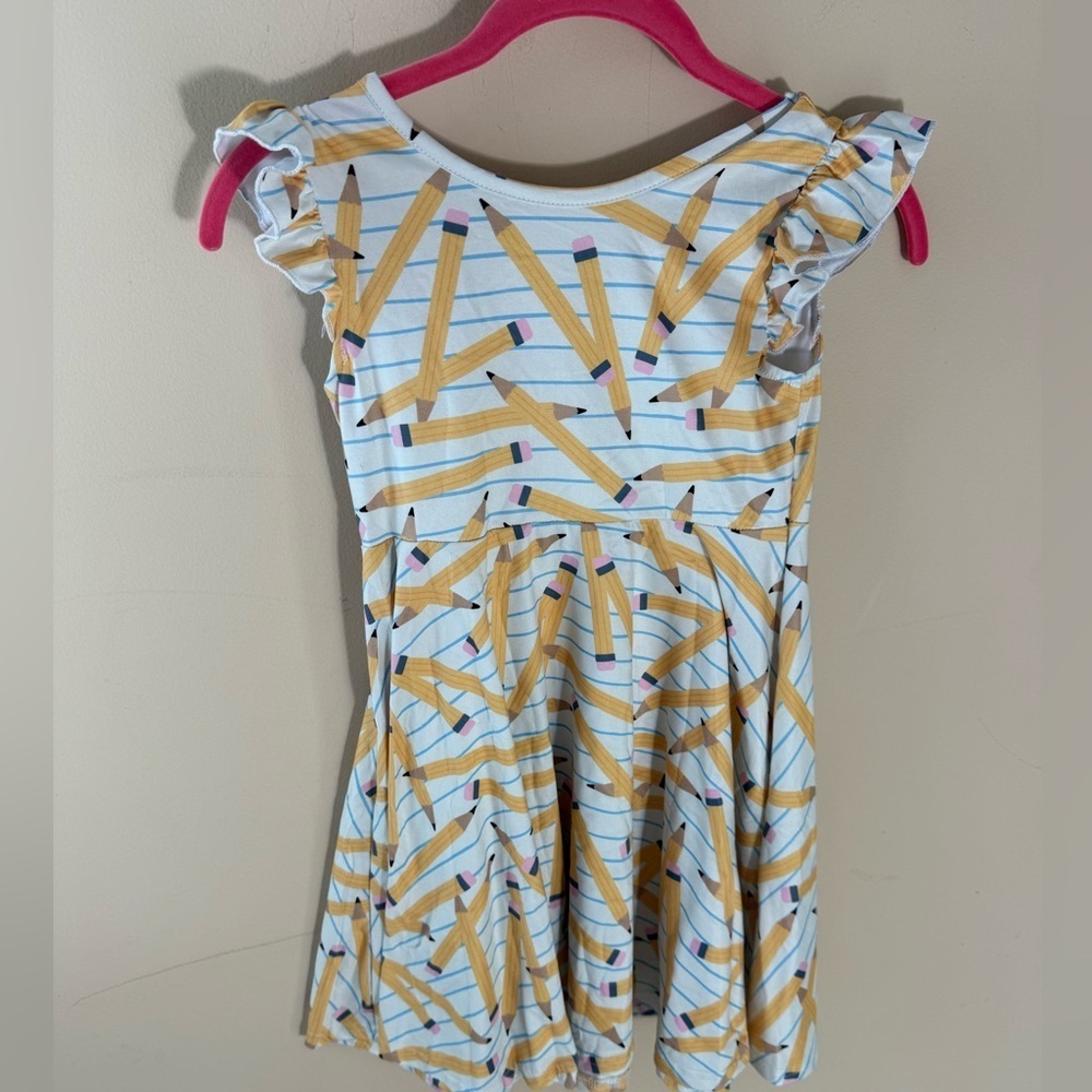 Back to School Flutter Sleeve Pencil novelty Playwear Dress 7T - Picture 5 of 6